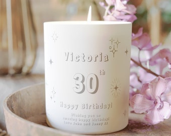 Personalized 30th Birthday Candle – Coconut Wax, Essential Oils