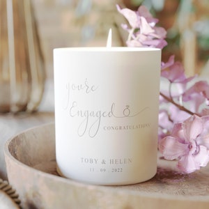 Engagement Gift Personalised Glow Through Candle - Personalised Engagement Gifts for Couple, Coconut Wax (no paraffin)