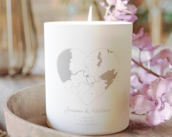 Engagement Gift Personalised Any Map Candle - Coconut wax (best quality) - Gifts for couples