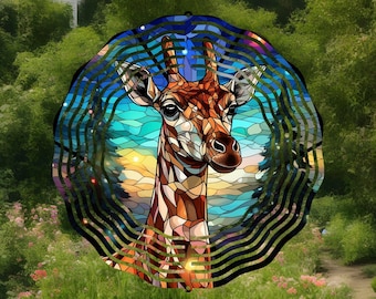 giraffe wind spinner,giraffe lover gifts,giraffe home decor,giraffe gift,safari animal,giraffe art,garden decor,friend birthday gift