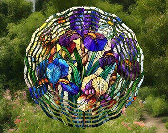 Iris Flower Spinner:flower lover gift,home decor stained glass look