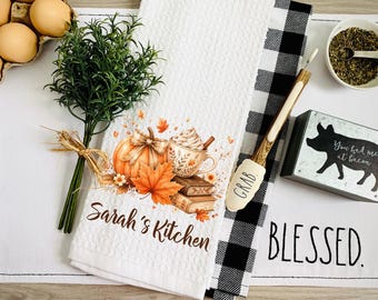 pumpkin kitchen towel,personalized kitchen towel,personalized gift,Thanksgiving towel,fall towel,fall pumpkin decor,friend birthday gift