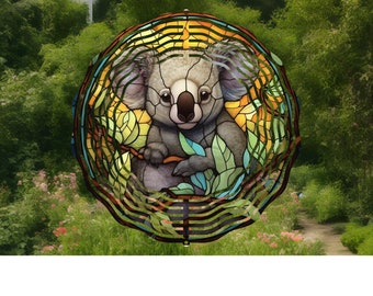 koala wind spinner,koala bear spinner,garden spinner,stained glass look,garden decoration,koala decor,friend giftbirthday gift,coworker gift