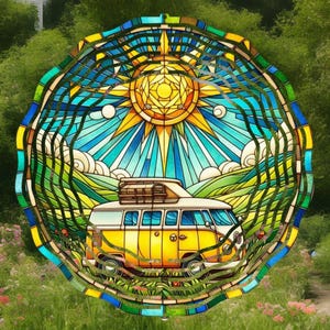 wind spinner,retro hippie van,retro camper van,hippie decor,hippie gift,retro home decor,retro gifts,garden decor,friend gift,birthday gift