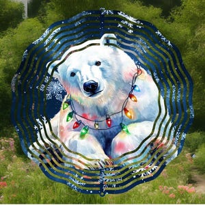 Polar Bear Garden Decor: Metal Animal Spinner, Friend Gift