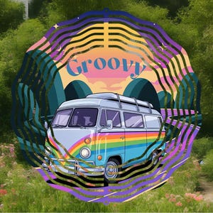 wind spinner,retro hippie van,retro camper van,hippie decor,hippie gift,retro home decor,retro gifts,garden decor,friend gift,birthday gift