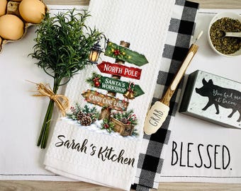 Christmas kitchen towel,personalized towel,personalized gift,cute Christmas decor,whimsical Christmas holiday gift,holiday towel,friend gift