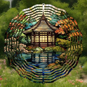 japanese garden,wind spinner,japanese decor,asian home decor,asian gift,japanese art,japanese garden decor,birthday gift,friend gift,cowork