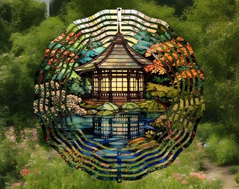 japanese garden,wind spinner,japanese decor,asian home decor,asian gift,japanese art,japanese garden decor,birthday gift,friend gift,cowork