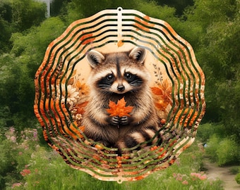 fall raccoon wind spinner,raccoon home decor,fall home decor,fall gift,country home decor,raccoon lover gift,garden decor,friend gift