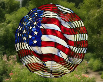 American flag wind spinner,American flag gift,American flag decor,patriotic gift,patriotic decor,patriotism,garden decor,friend birthday gif