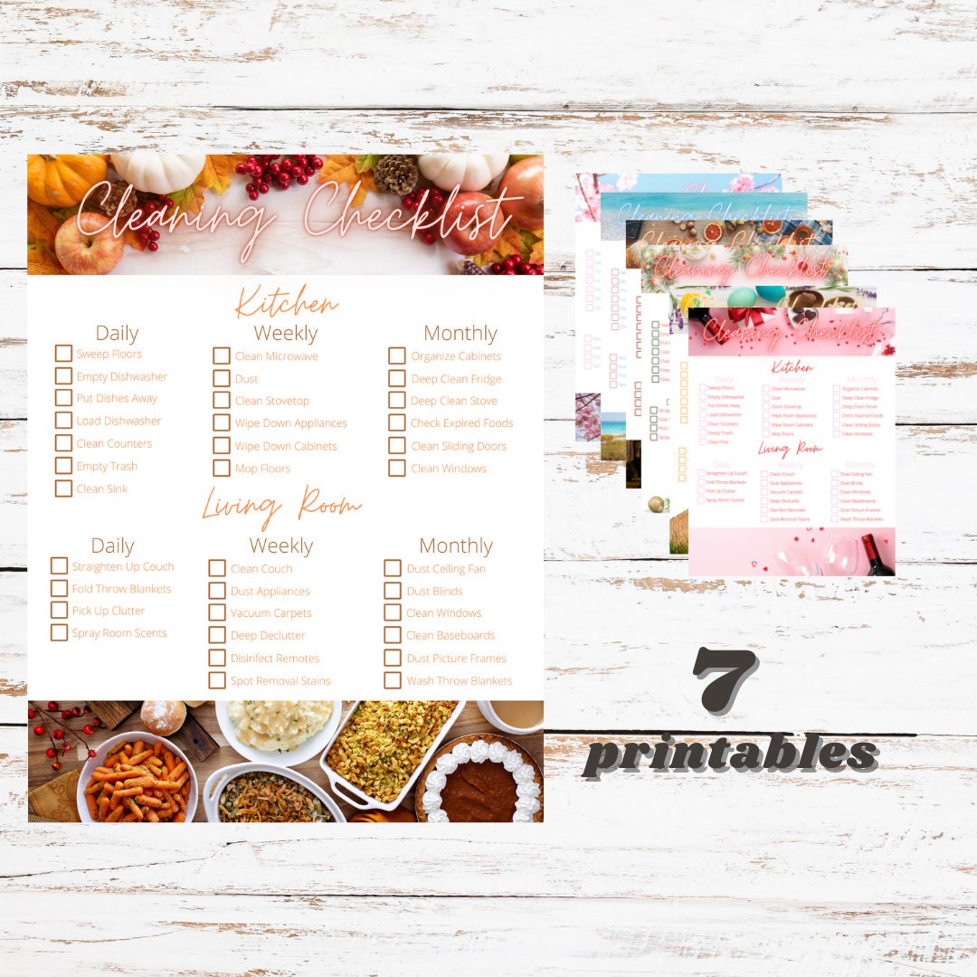 7 CLEANING PRINTABLES, Chore Chart, Cleaning Chart, Cleaning Printable ...
