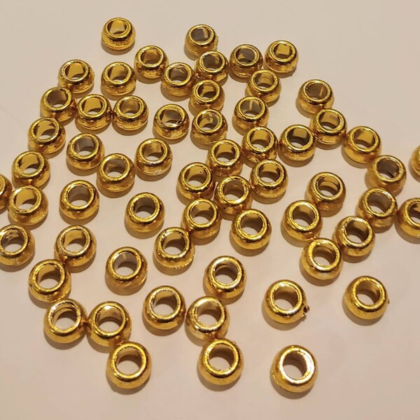 GOLD & SILVER PONY Beads -- Available in 2 Sizes - Packs of 50 Pieces