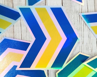 Holographic Sticker for Down Syndrome Awareness, Vinyl Durable Decal Sticker, World Down Syndrome Day, T21 Chevrons