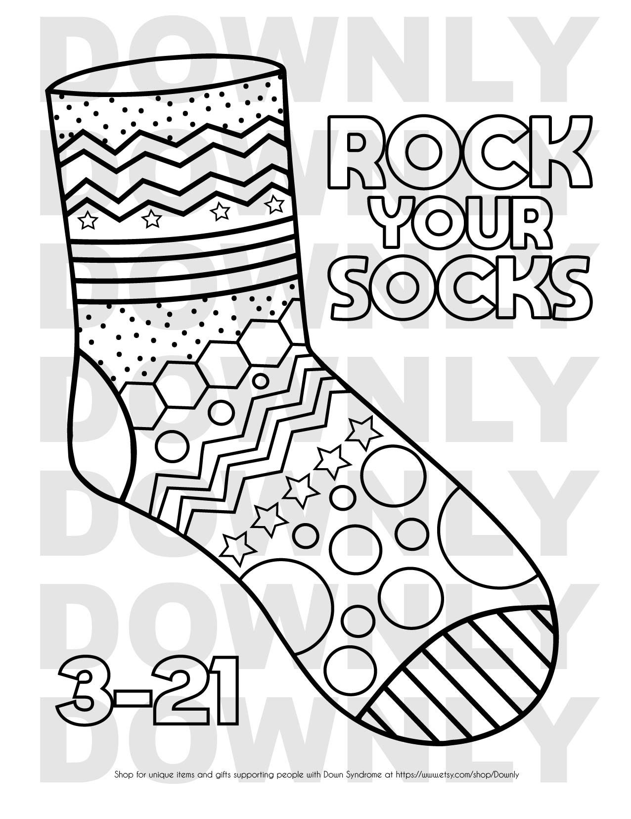 Down Syndrome Awareness Coloring Page rock Your Socks - Etsy