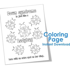 Down Syndrome Awareness Coloring Page *Lucky Ladybug* Extra spot Instant Download