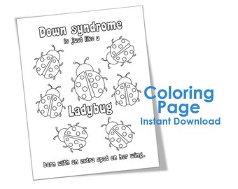 Down Syndrome Awareness Coloring Page *Lucky Ladybug* Extra spot Instant Download