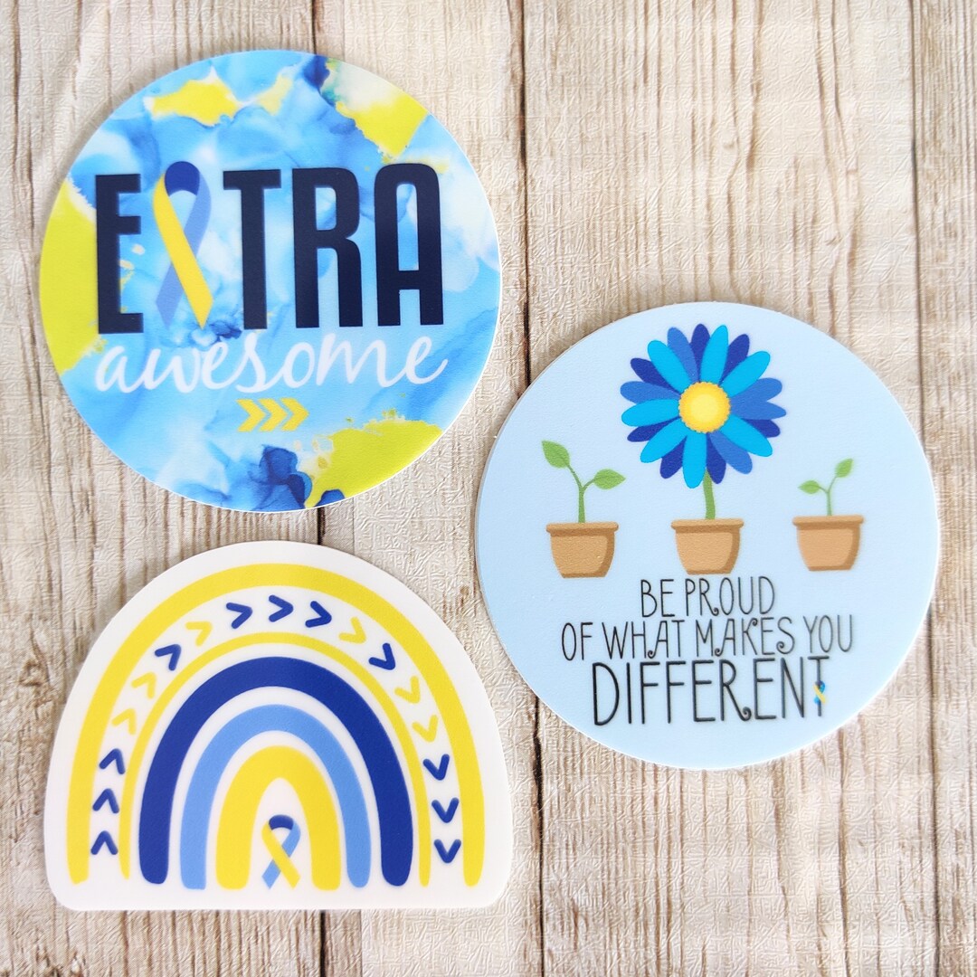 Premium Vinyl Sticker Set, Down Syndrome Awareness, Set of 3 Stickers