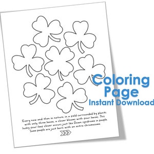 Down Syndrome Awareness Coloring Page, Lucky Few *Four-Leaf Clover* Instant Download