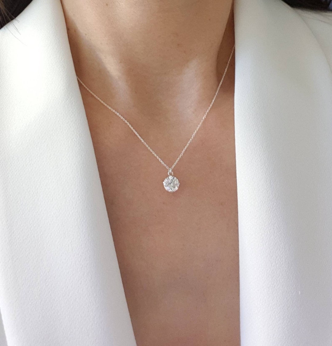 Cubic Zirconia Pendant Necklace Silver Sterling Silver CZ Charm cubic-zirconia-pendant-necklace-silver-sterling-silver-cz-charm