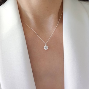 Cubic Zirconia pendant necklace silver / sterling silver CZ charm necklace / High quality cubic zirconia necklace  / Dainty CZ necklace