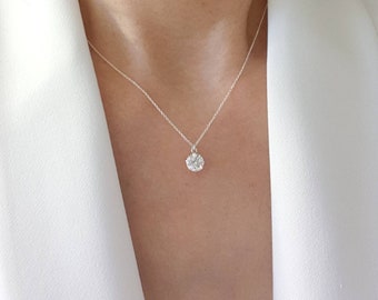 Cubic Zirconia pendant necklace silver / sterling silver CZ charm necklace / High quality cubic zirconia necklace  / Dainty CZ necklace
