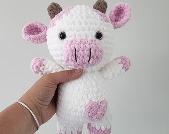 Crochet Strawberry Cow Plushie | Handmade Hypoallergenic Toy