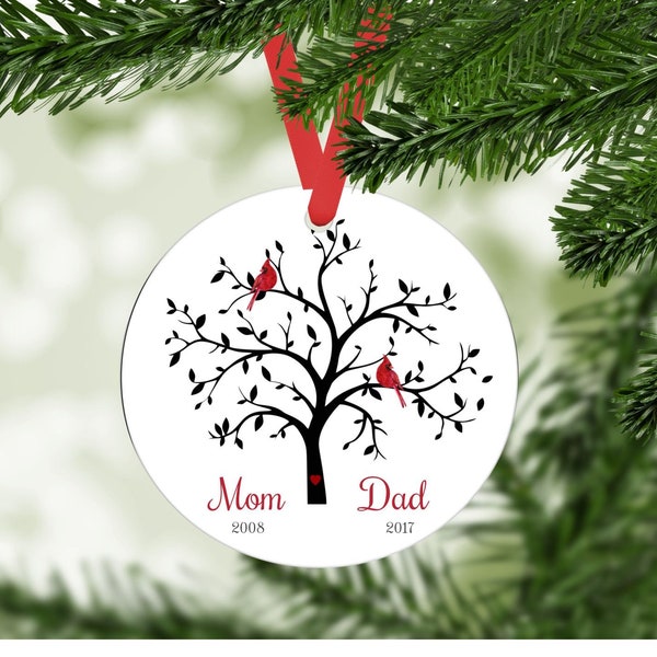 Personalized Memorial Ornament: Family Tree, Cardinal Birds