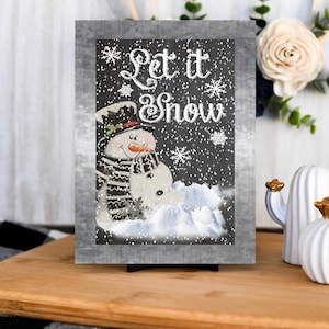 Schneemann Zeichen, Let It Snow Zeichen, Winter Dekoration, Schneemann Dekor, Schnee Zeichen