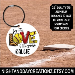 Personalized Softball Bag Tag: Aluminum Sports Luggage Tag