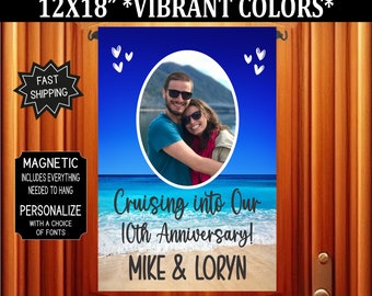 Anniversary Cruise Door Flag, Custom Flag, Personalized, Magnetic, Cruise Door Decor