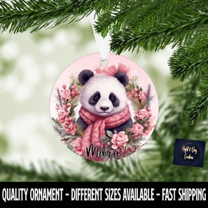 Panda Ornament, Panda Bear Ornament, Christmas Ornament, Kids Ornament, Animal Ornament, Watercolor, Panda Gifts, Personalized Ornament