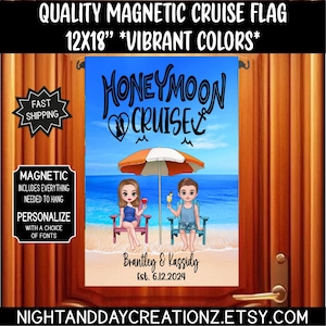 Personalized Couples Cruise Door Flag: Anniversary Decor (12x18&quot;)
