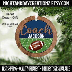 Fußball-Trainer-Verzierung, Fußball-Verzierung, personalisiertes Trainer-Geschenk, Weihnachtsverzierung, Sport-Verzierung, Weihnachten, Fußball-Mannschafts-Geschenke