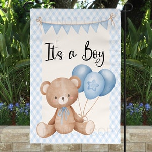 It&#39;s a Boy Garden Flag: Teddy Bear Celebration