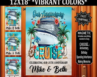 Cruise Flag, Anniversary, Birthday, Couple, Graduation, Cabin Door Magnet, Personalized Cruise, Stateroom Door Decoration