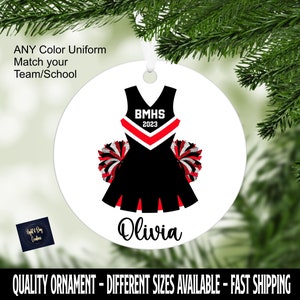 Personalized Cheerleading Ornament: Team Uniform Colors, Senior Cheer Gift