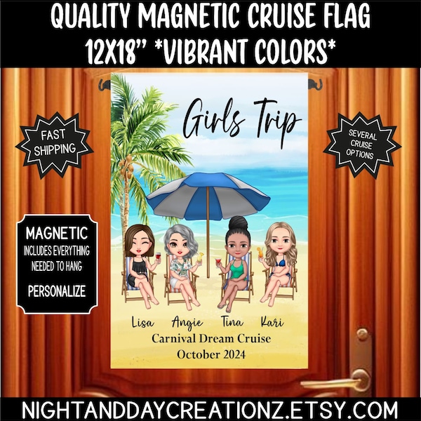 Girls Trip Cruise Door Flag: Magnetic Cabin Decoration