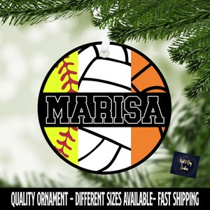 Personalized Multi-Sport Ornament: Basketball, Volleyball, Softball