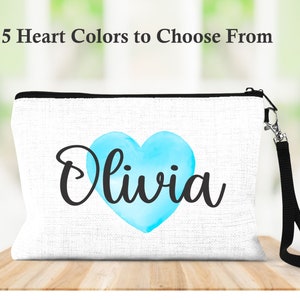 Personalized Heart Wristlet, Personalized Cute Bag, Teen Bag, Cosmetic Bag, Utility Bag, Wristlet, Period Bag, Valentine Gift Bag, Girl Gift