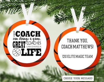 Basketball Coach Ornament, Personalized Coach Gift, Christmas Ornament, Holiday Ornament, Sports Ornament, Christmas, Basketball Team Gifts