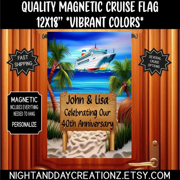 Cruise Door Flag: Anniversary Cruise Cabin Decoration with Magnetic Hooks