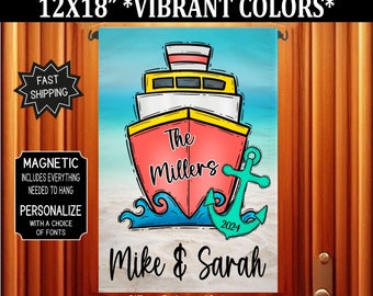 Personalized Cruise Door Flag: Anniversary, Couples Cruise Decoration