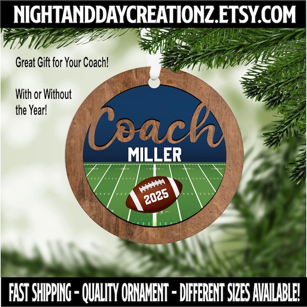 Football Coach Ornament, Football Ornament, Personalized Coach Gift, Christmas Ornament, Sports Ornament, Christmas, Football Team Gifts