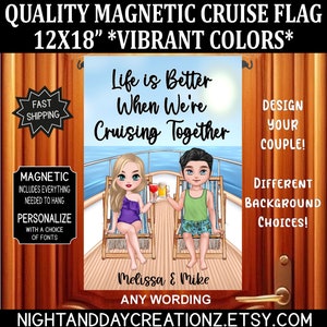 Personalized Couples Cruise Door Flag: Magnetic Cabin Decor (12x18)
