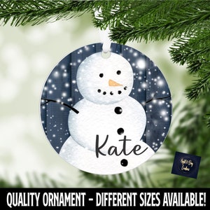 Personalized Snowman Christmas Ornament: Aluminum or Hardboard
