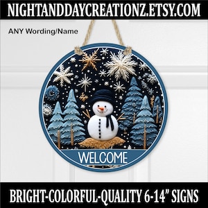 Snowman Sign, Winter Sign, Holidays, Welcome Snowman, Wall Decor, Snowman Door Hanger, Winter Door Hanger, Christmas Sign, 3D Look
