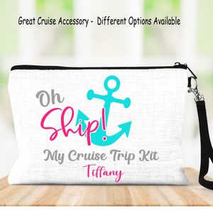 Personalized Cruise Trip Kit Bag: Linen Accessory Wristlet