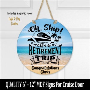 Retirement Cruise Door Sign: Personalized Cruise Ship Magnet