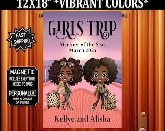 Personalized Girls Trip Cruise Flag, African American Girls Trip, Black